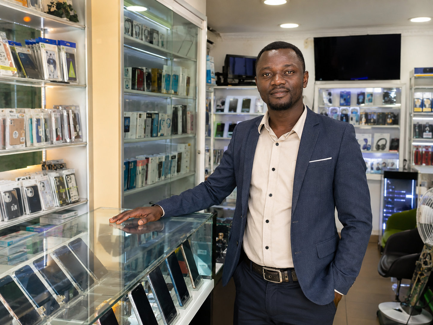 Gérant d'une boutique de téléphones et d'électronique au Cameroun